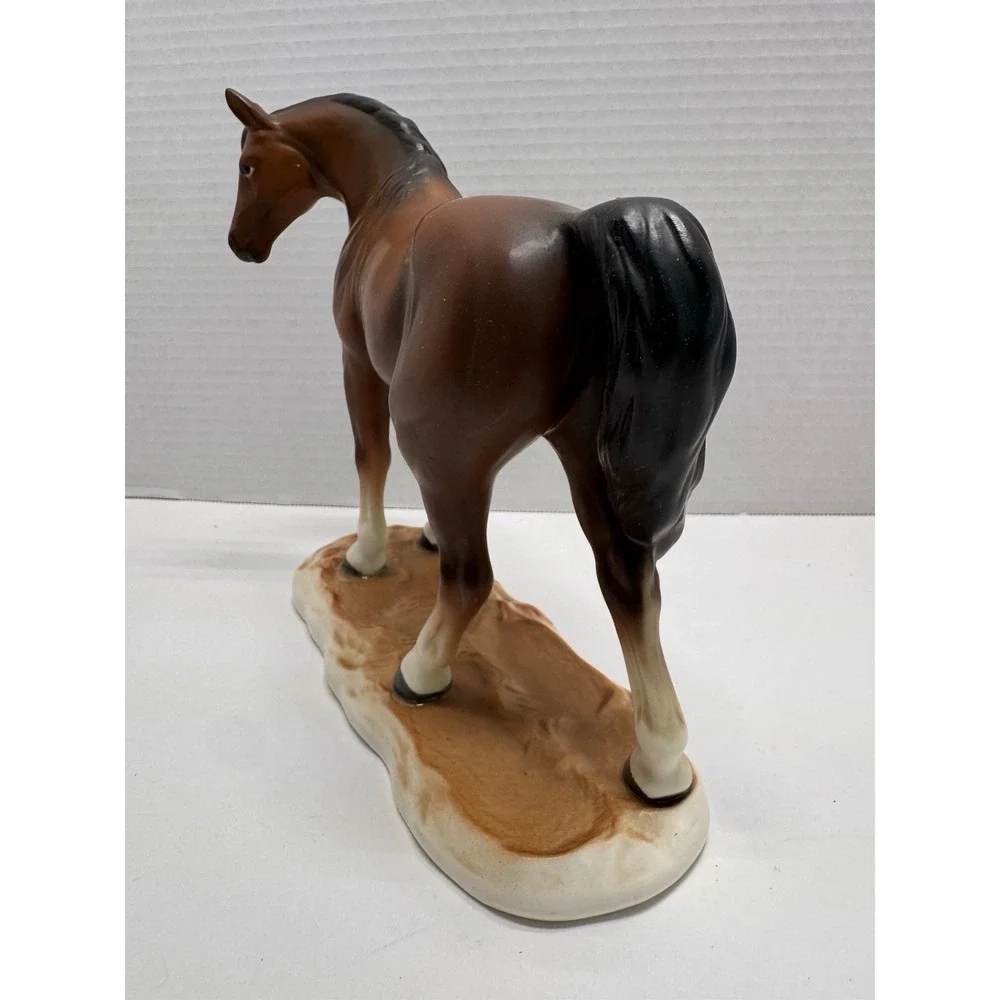 Vintage Mid Century Porcelain Horse Figurine Japan Matte Brown Chestnut Horse